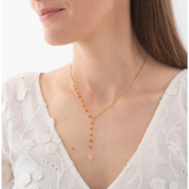 Dawn Carnelian Rose Quartz Necklace