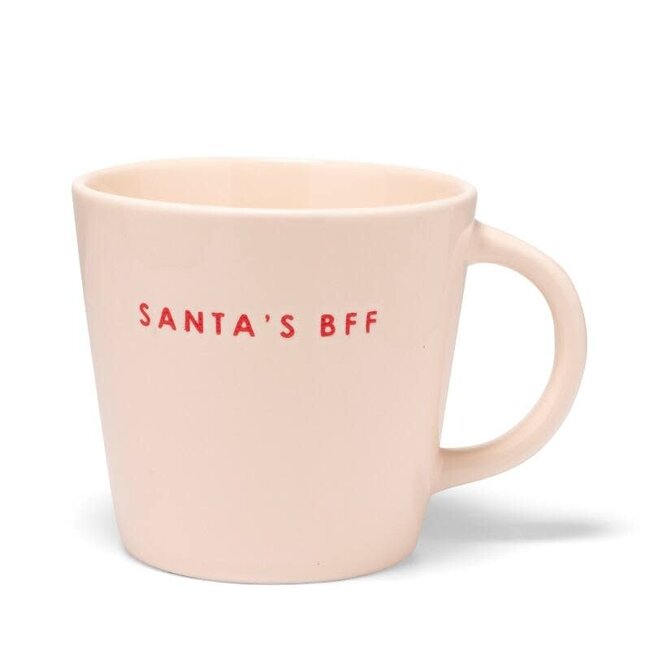 Vondels Ceramic cappuccino cup SANTA'S BFF ecru