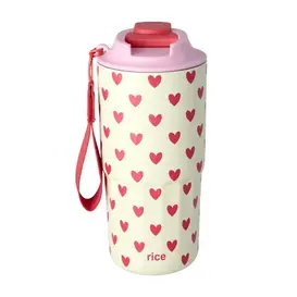 Stainless steel thermo cup with hearts