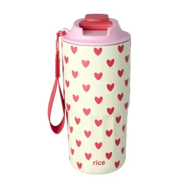 Rice Stainless steel thermo cup with hearts