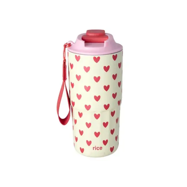 Stainless steel thermo cup with hearts