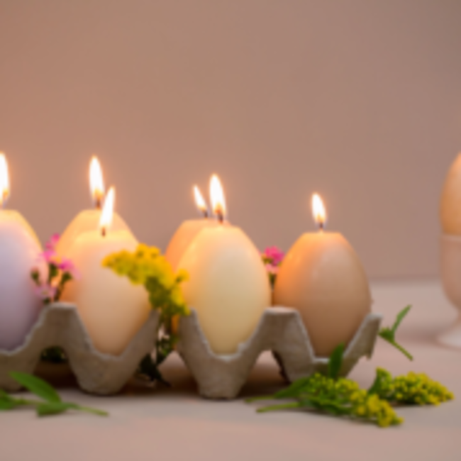 Egg kaarsjes in tray roze tinten