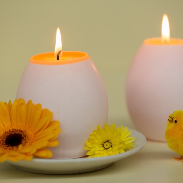 Rustik Lys Egg kaarsjes in tray roze tinten