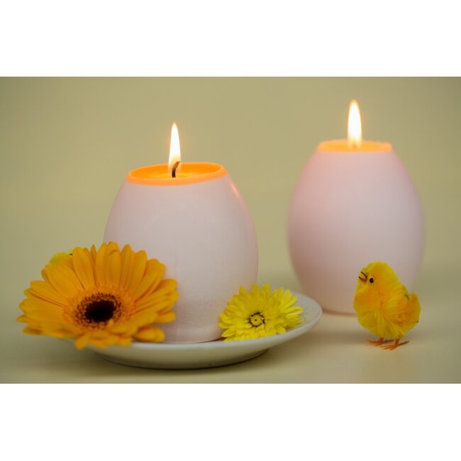 Egg kaarsjes in tray roze tinten
