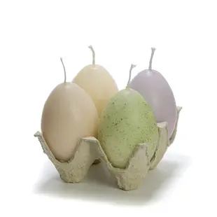 Egg kaarsjes in tray green tinten