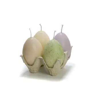 Rustik Lys Egg kaarsjes in tray green tinten
