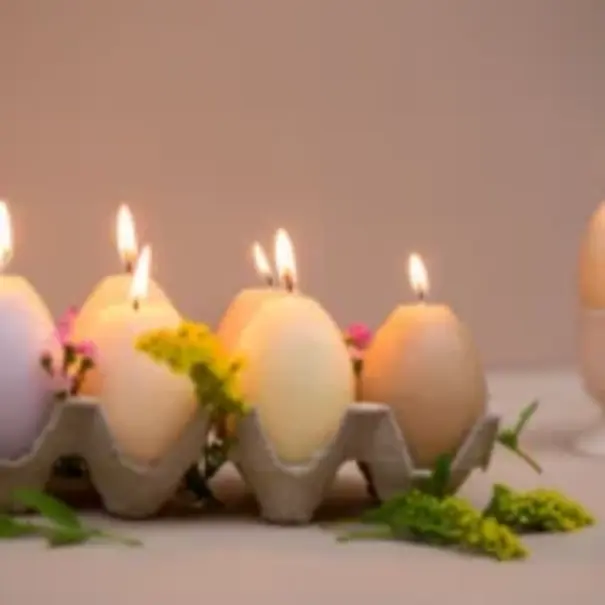Rustik Lys Egg kaarsjes in tray green tinten