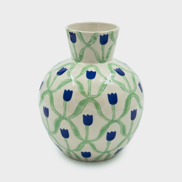 and Nouk Vase blue tulips