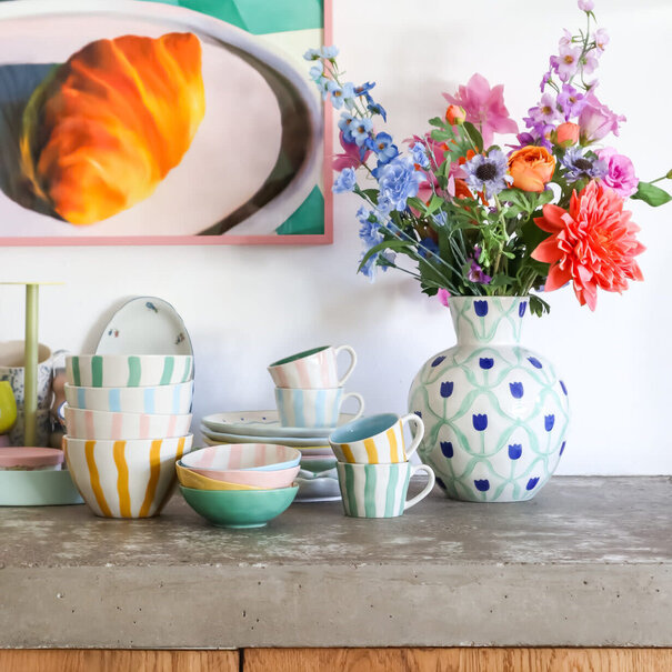 and Nouk Vase blue tulips