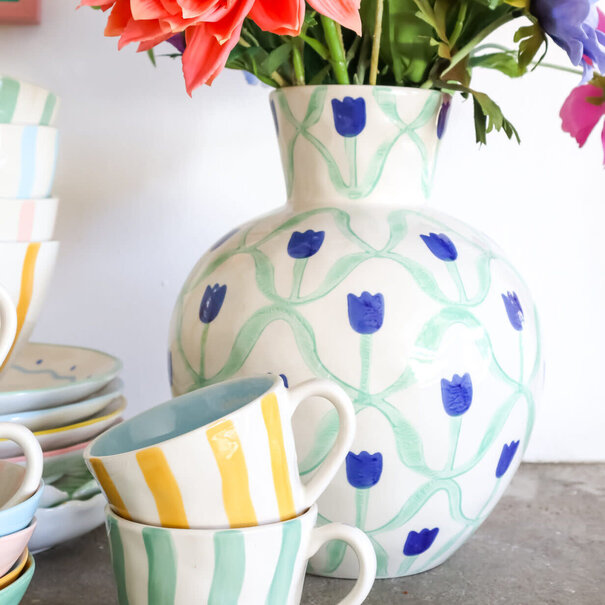 and Nouk Vase blue tulips