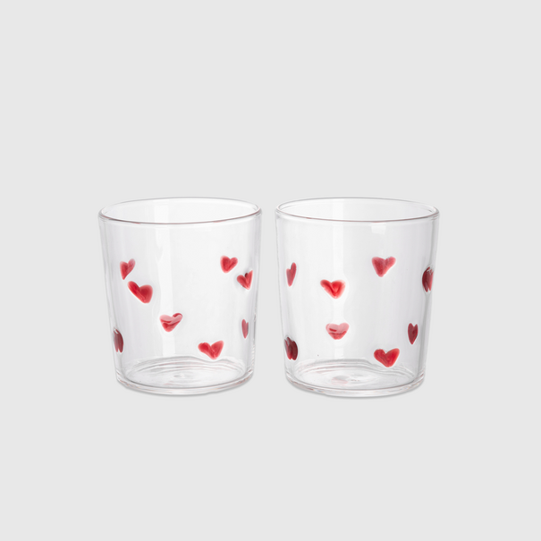 and Nouk Glass red heart / set 2