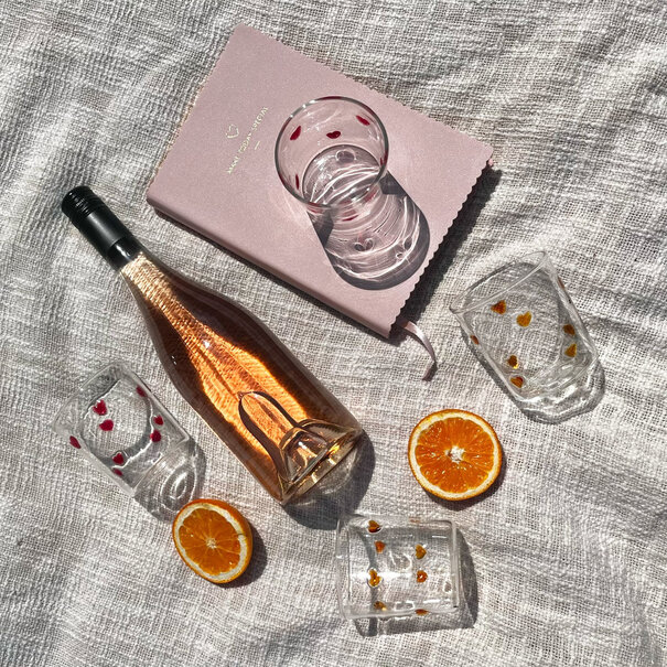 and Nouk Glass red heart / set 2