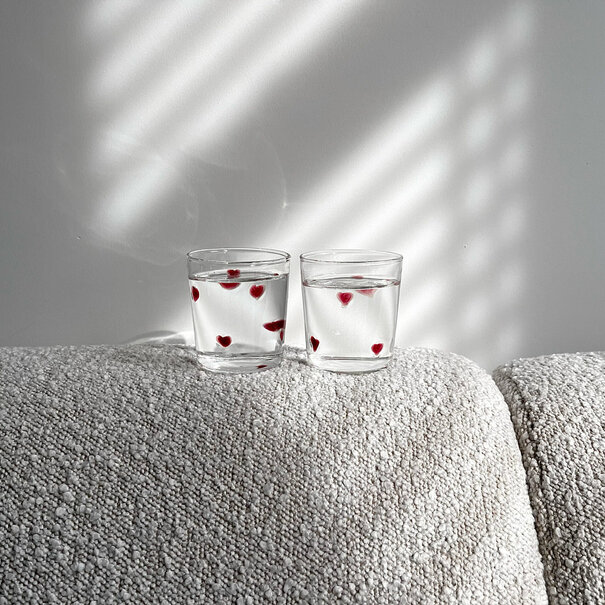 and Nouk Glass red heart / set 2