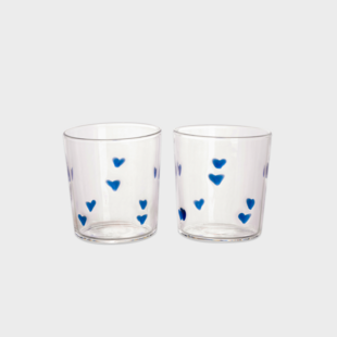 Glass blue heart/ set 2