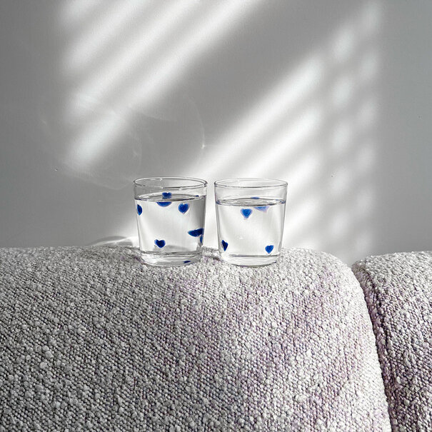and Nouk Glass blue heart/ set 2