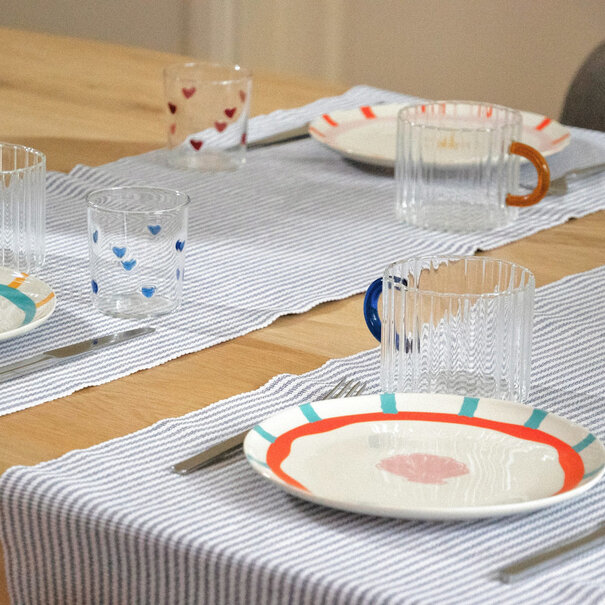 and Nouk Glass blue heart/ set 2