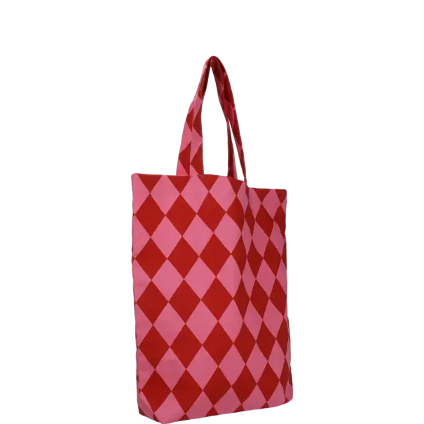 Mevrouw Potjes Katoen tas | Diamond grapefruit + brick