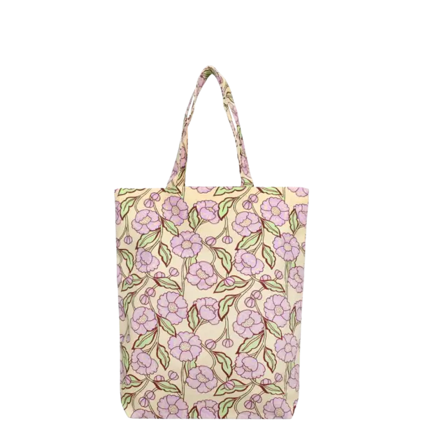 Mevrouw Potjes Katoen tas | flower blockprint