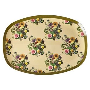 Melamine Rectangular Plate with Retro Bouquet Print