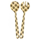 Melamine Salad Spoon and Fork with Retro Bouquet print