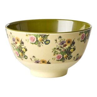 Melamine Bowl with Retro Bouquet Print