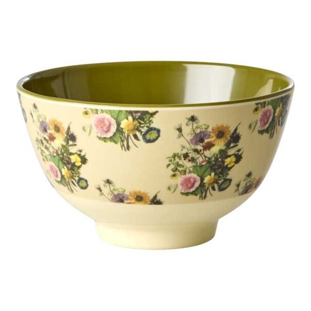 Rice Melamine Bowl with Retro Bouquet Print