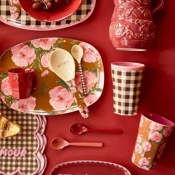 Rice Melamine Cup with Check Me Out Print
