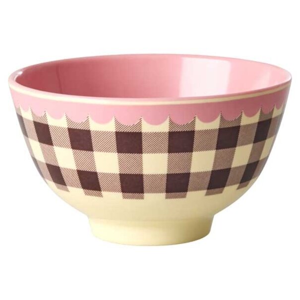 Rice Melamine Bowl with Check Me Out Print