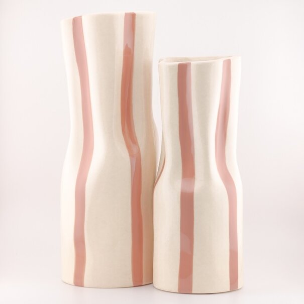 Home Bound Beige vaas gestreept M