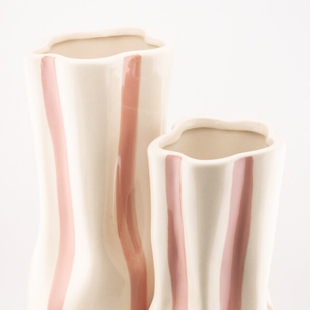 Home Bound Beige vaas gestreept M