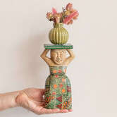 Batik plantenhouder met droogbloemen