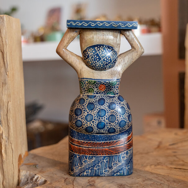 Mevrouw Potjes Batik plantenhouder - Blauw