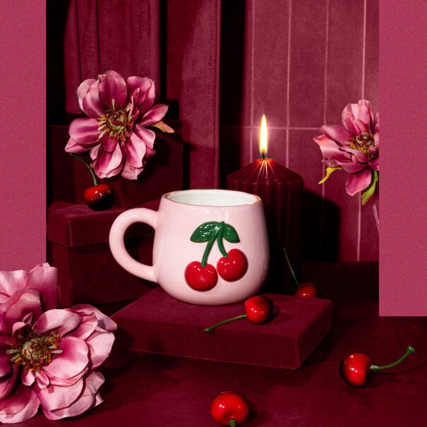 Sass & Belle Handpainted cherry mug