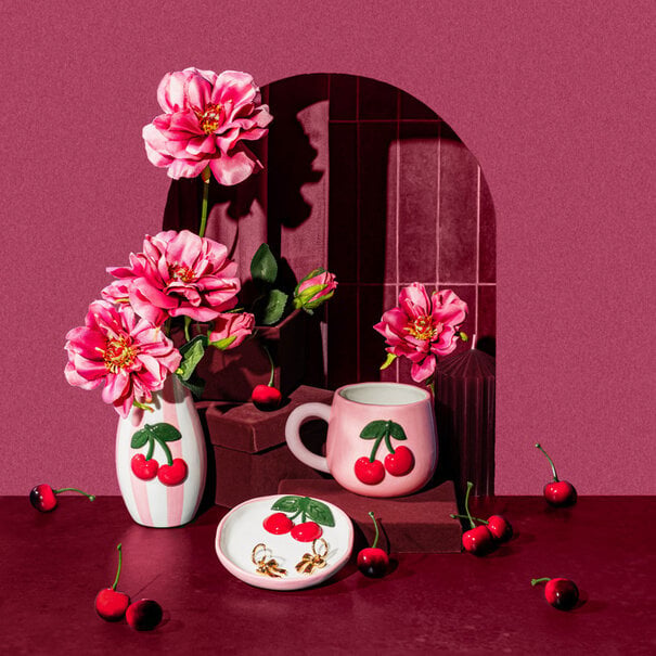 Sass & Belle Handpainted cherry mug
