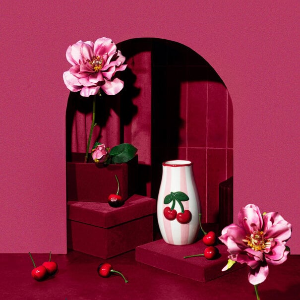 Sass & Belle Handpainted cherry vase