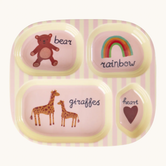 Melamine Kids 4 Room Plate with Pink ABC