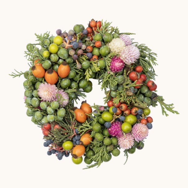 Mevrouw Potjes Krans sierfruit mini 12cm