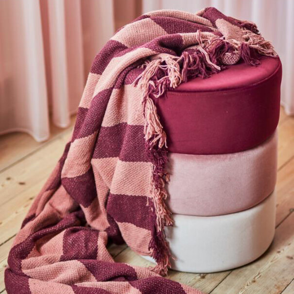 Bloomingville Frello Throw, Red, Mixed Fibres