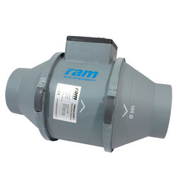 RAM RAM Mixed-Flow Inline Fan 100mm - 199m³/hr - Low Speed - 165m³/hr