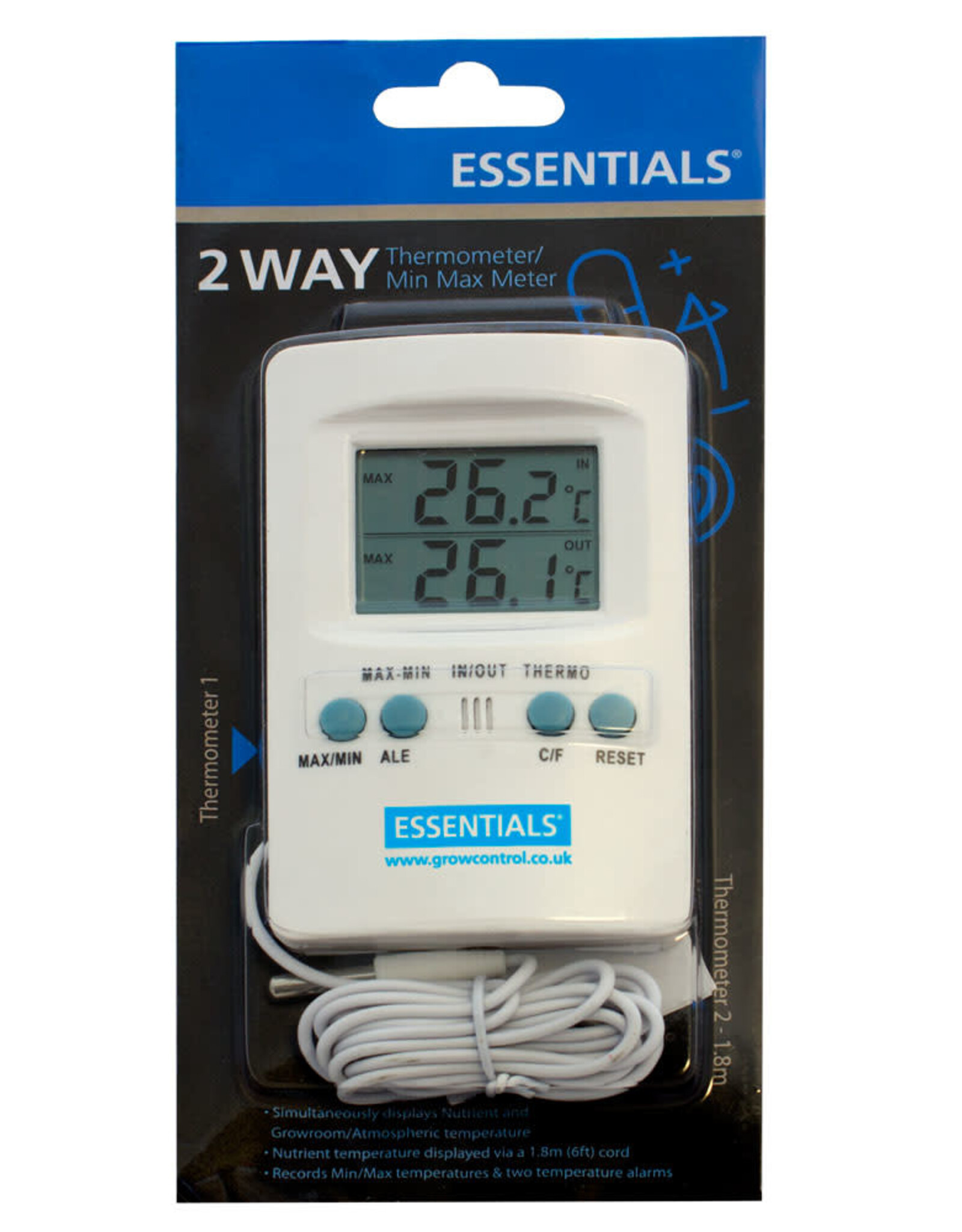 Essentials Essentials Digital 2 Way Thermometer/Min Max Meter