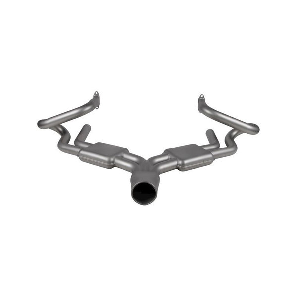 Manifold exhaust with boxes and round tailpipe, Sport, Sebring style. Glass blown stainless steel (Porsche 356 - 1955-1965)