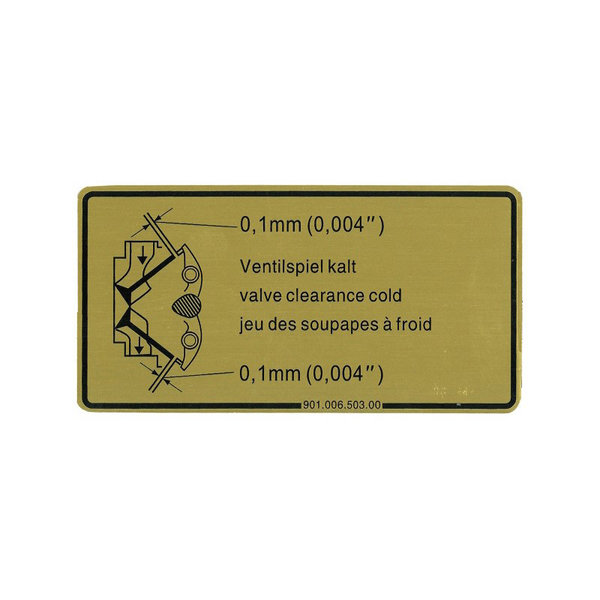 Sticker, adjustment valve clearance (Porsche 911 - 1970-1994 / Porsche 911/912 - 1965-1969 / Porsche 914 - 1970-1976)