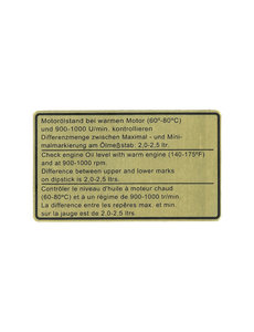  Sticker, engine oil level (Porsche 911 - 1970-1983 / Porsche 911/912 - 1965-1969)