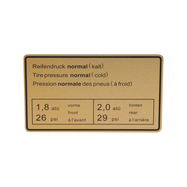 Sticker, tyre pressure (Porsche 911 - 1970-1973 / Porsche 911/912 - 1965-1969 / Porsche 914 - 1970-1976)