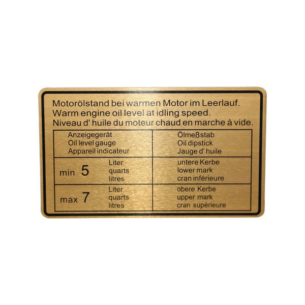 Sticker, engine oil level (Porsche 911 - 1970-1973 / Porsche 914 - 1970-1976)