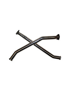  Cross pipe set without catalytic converter, 54 mm pipes, brushed Stainless Steel, "Bischoff" (Porsche 911 - 1994-1998)