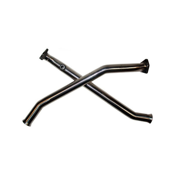 Cross pipe set without catalytic converter, 54 mm pipes, brushed Stainless Steel, "Bischoff" (Porsche 911 - 1994-1998)