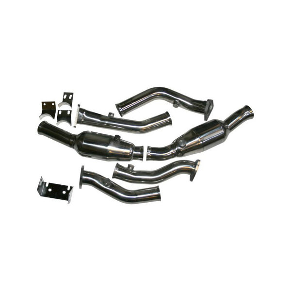 Catalytic converter set, Sport, 100 cells for Bischoff/Gillet exhaust system. Stainless Steel, polished (Porsche 911 - 1994-1998)