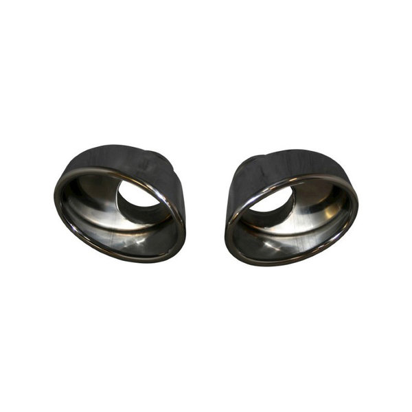 Tail pipe kit, angle cut to follow the bumper shape, left/right, Stainless Steel, polished (Porsche 911 - 1994-1998)