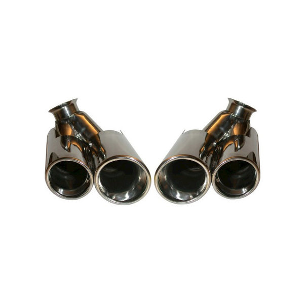 Tail pipe kit, Turbo look, left/right, Stainless Steel (Porsche 911 - 2001-2005)